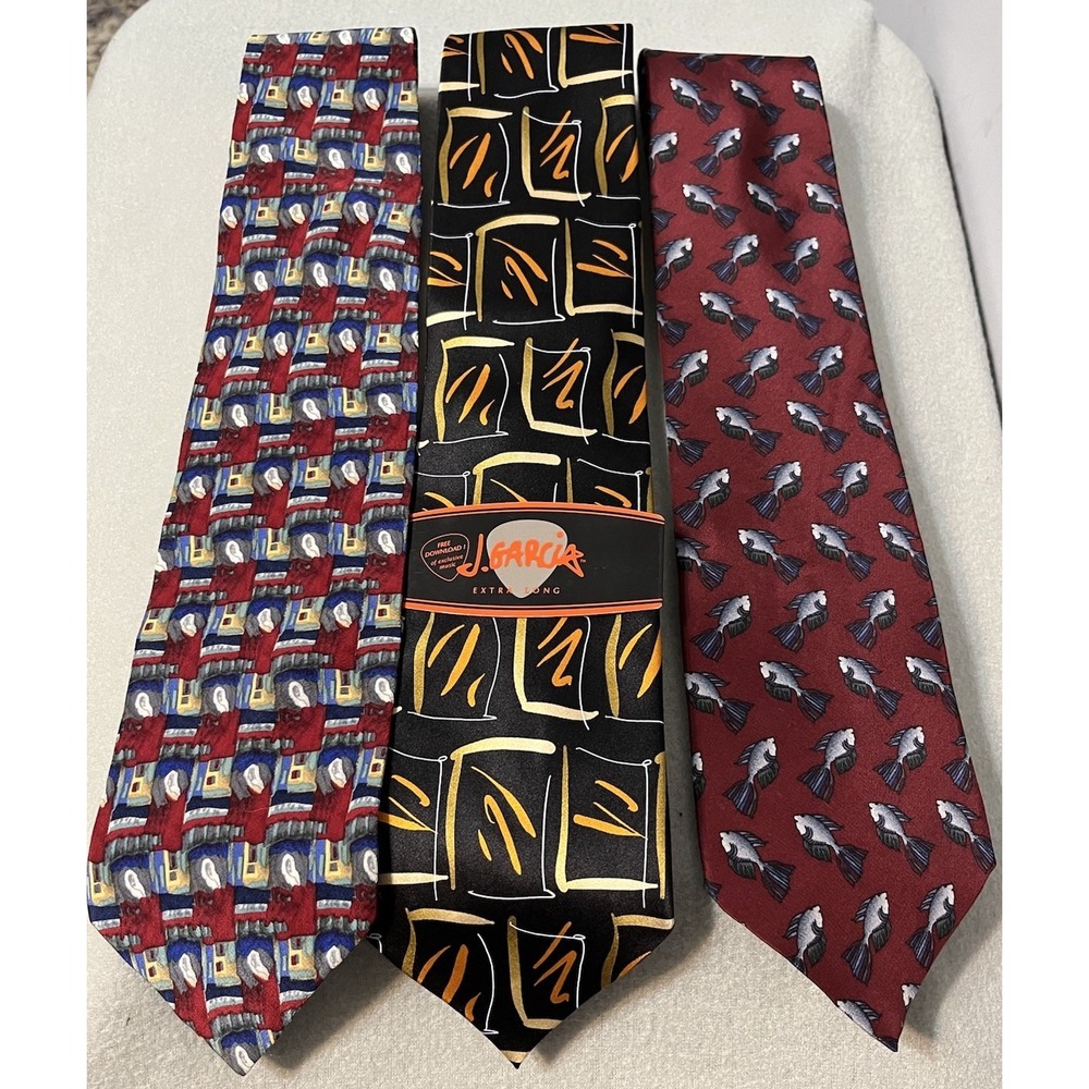 Lot of 3 J Garcia Silk Neckties EUC